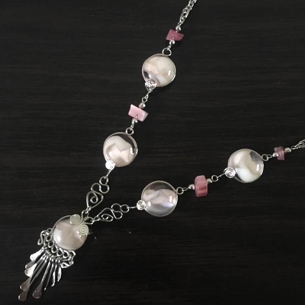 Beautiful pink necklace boho jewelry unique